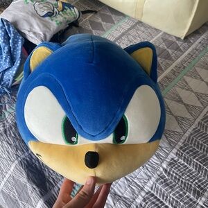 Giant Sonic the Hedgehog Face Head Squishy Plush Large Pillow
